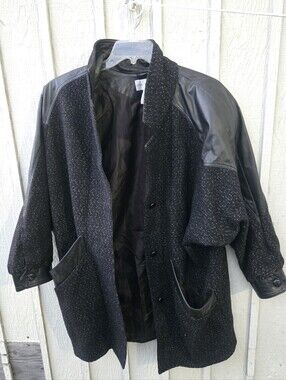 Vtg 90s David Benjamin Wool & Leather Statement Jacket